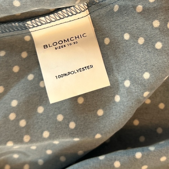 New Bloom Chic Womens US 22 24 Blue Polka Dot Ruched Front Tiered Midi Dress NWT - Picture 8 of 13